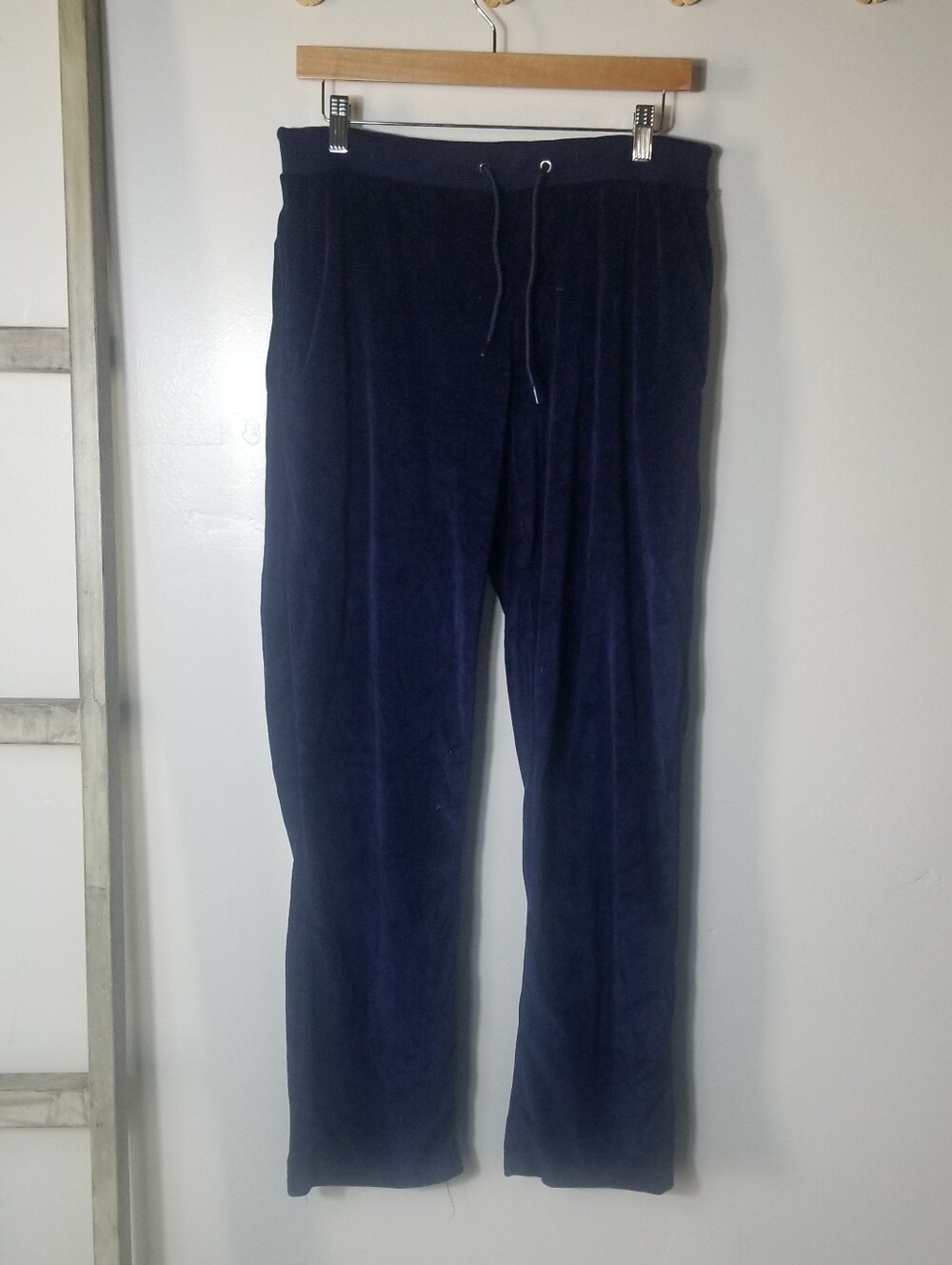 TRACKSUIT WOMEN'S NAVY BLUE VELOUR DRAWSTRING LOUNGE PANTS SIZE LARGE